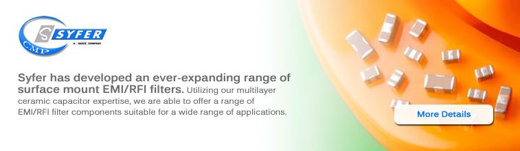 Syfer, EMI/RFI filters. Pi-filter range leads the market in terms of capacitance, voltage and current range.