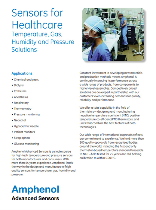 Sensors for Healthcare - Temperature, Gas, Humidity and Pressure Solutions